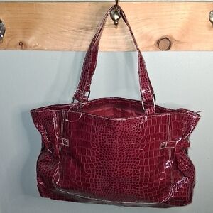 Elegant Maroon Crocodile-Embossed Tote Bag